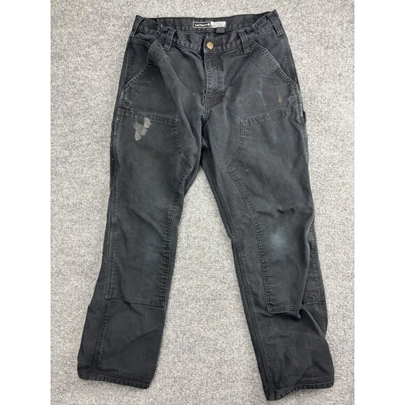 Carhartt Pants Mens 32x30 Black Rugged Flex Relaxed Fit Duck Carpenter Work